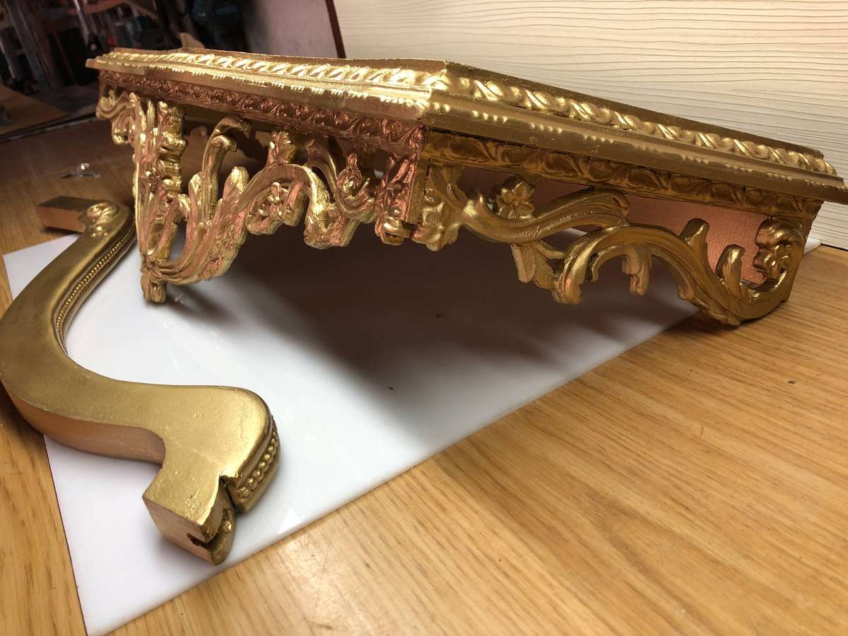 19th Century Gilt French Rococo revival Consul Table