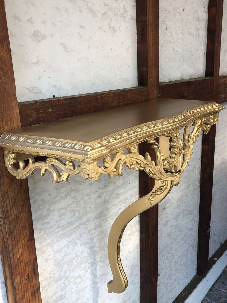 19th Century Gilt French Rococo revival Consul Table