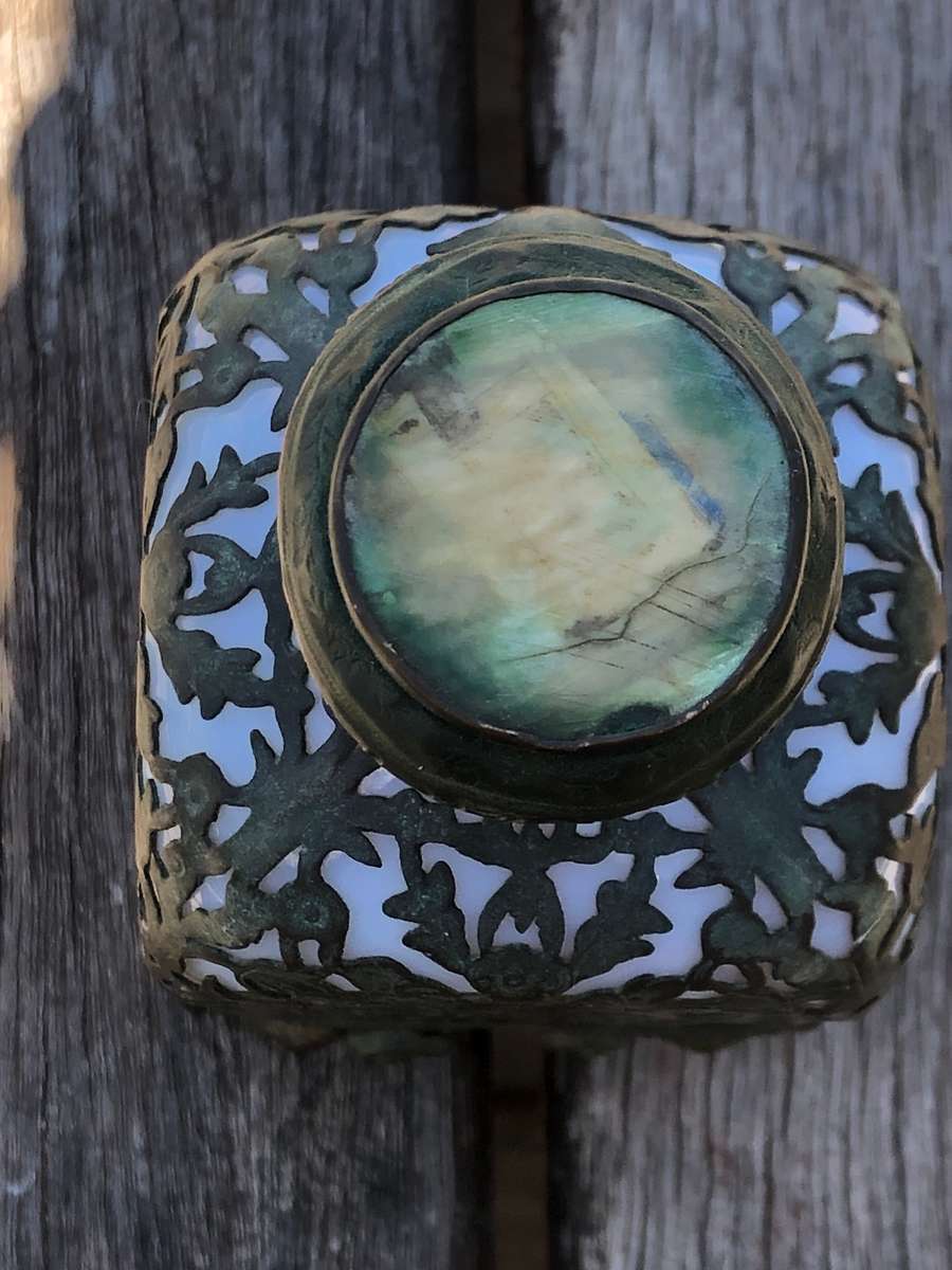 19th C French Royal Palais White Opaline Crystal (Baccarat) & Ormolu Perfume Bottle ~ c1860