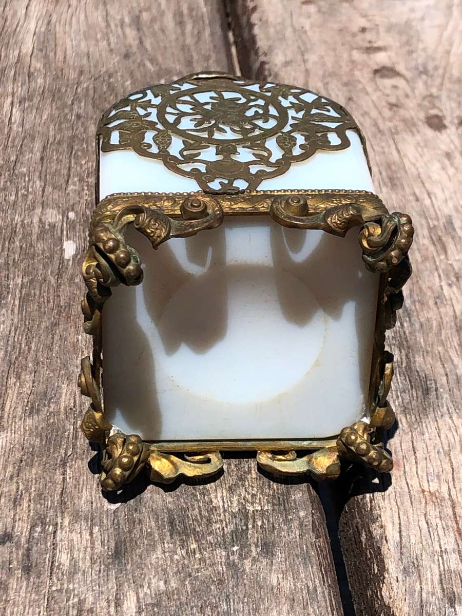 19th C French Royal Palais White Opaline Crystal (Baccarat) & Ormolu Perfume Bottle ~ c1860