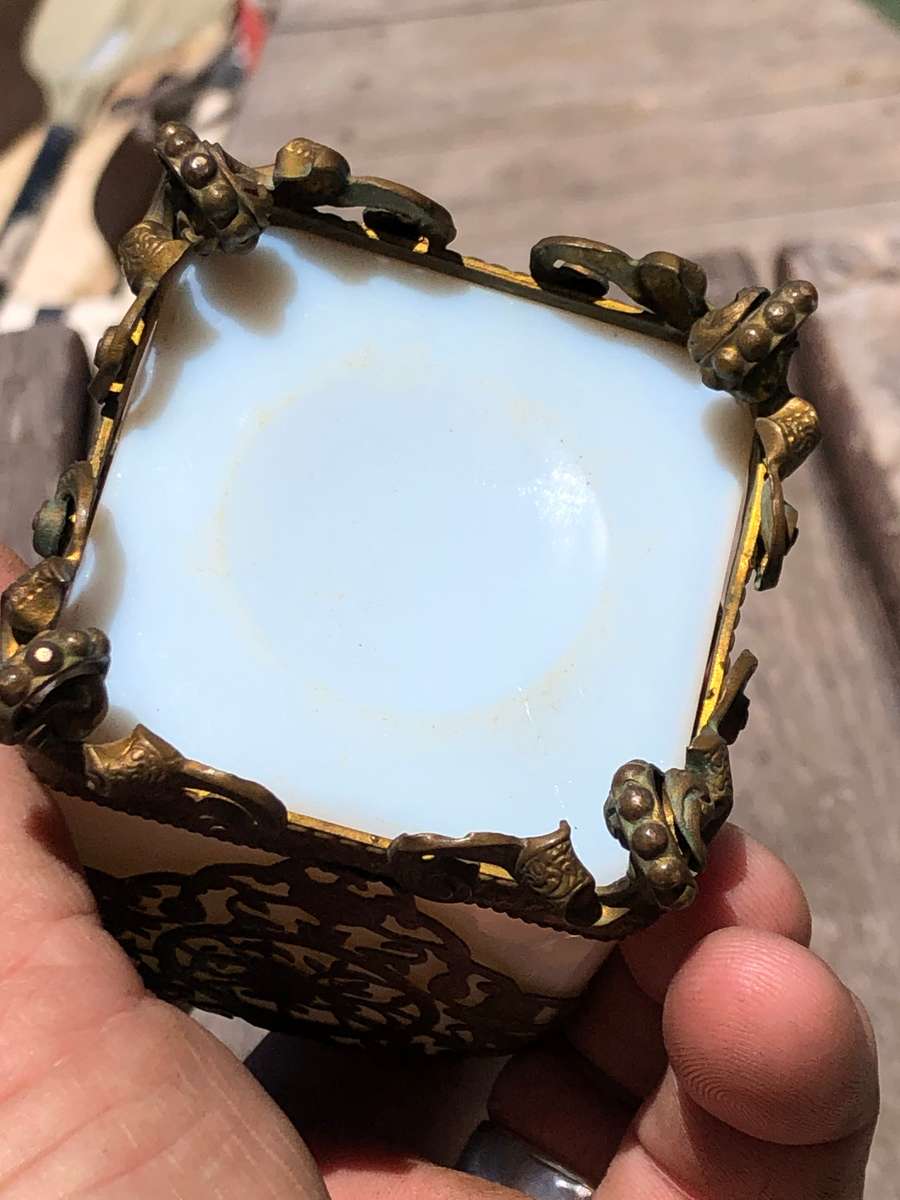 19th C French Royal Palais White Opaline Crystal (Baccarat) & Ormolu Perfume Bottle ~ c1860