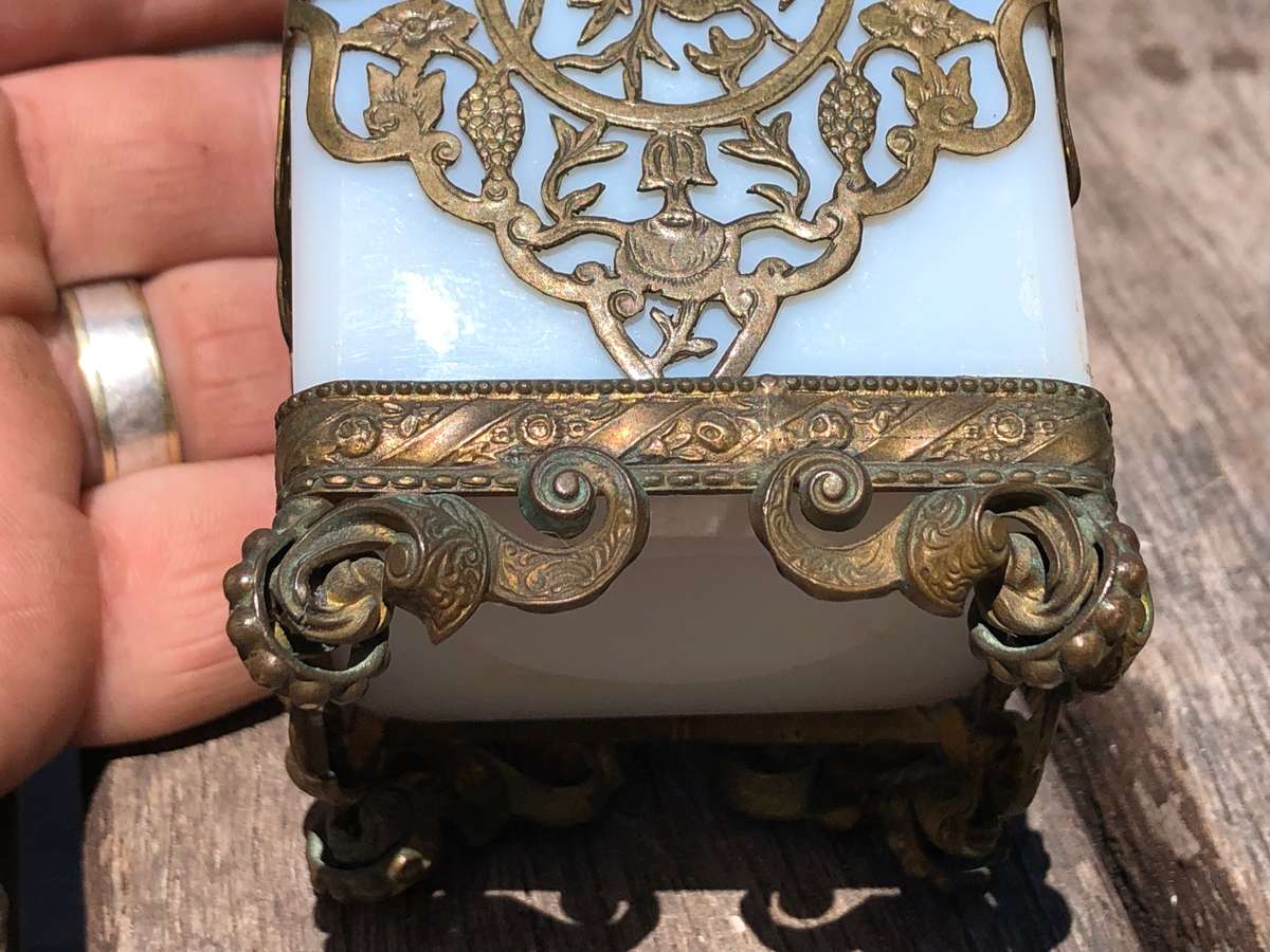 19th C French Royal Palais White Opaline Crystal (Baccarat) & Ormolu Perfume Bottle ~ c1860