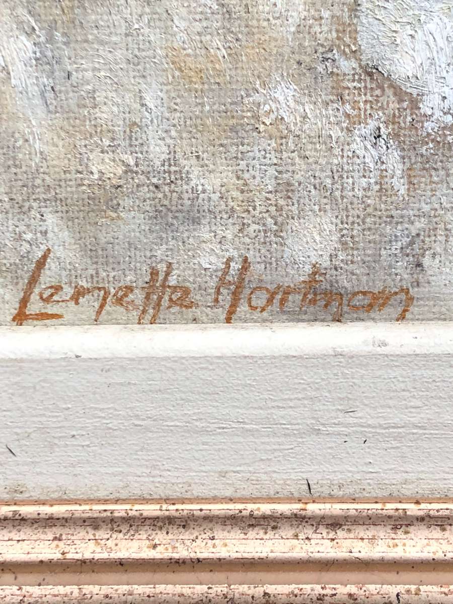 Stunning Lenette Hartman Oil on Canvas Painting In a Stylish Gilt Frame