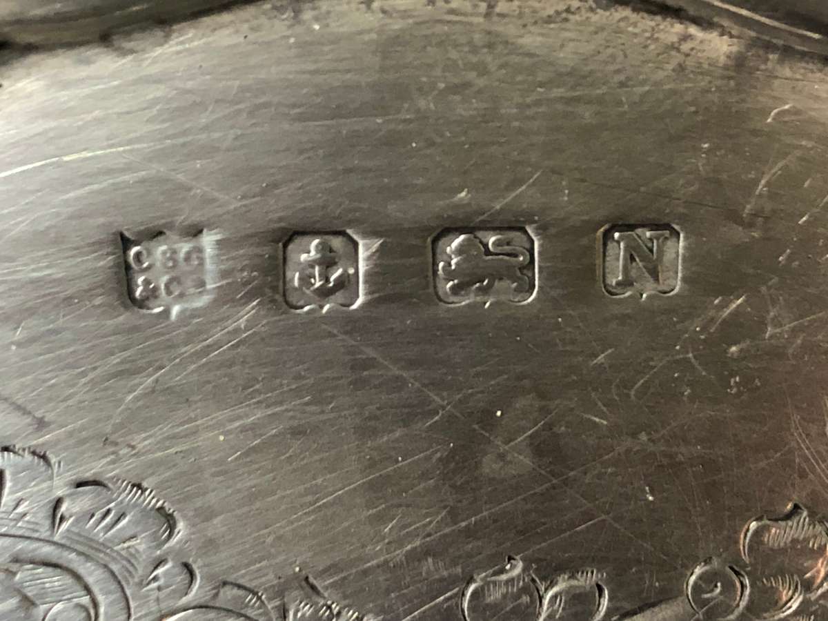 STERLING SILVER COMMEMORATIVE CARD TRAY BY CHARLES GREEN & Co DATED 1937 - 254g