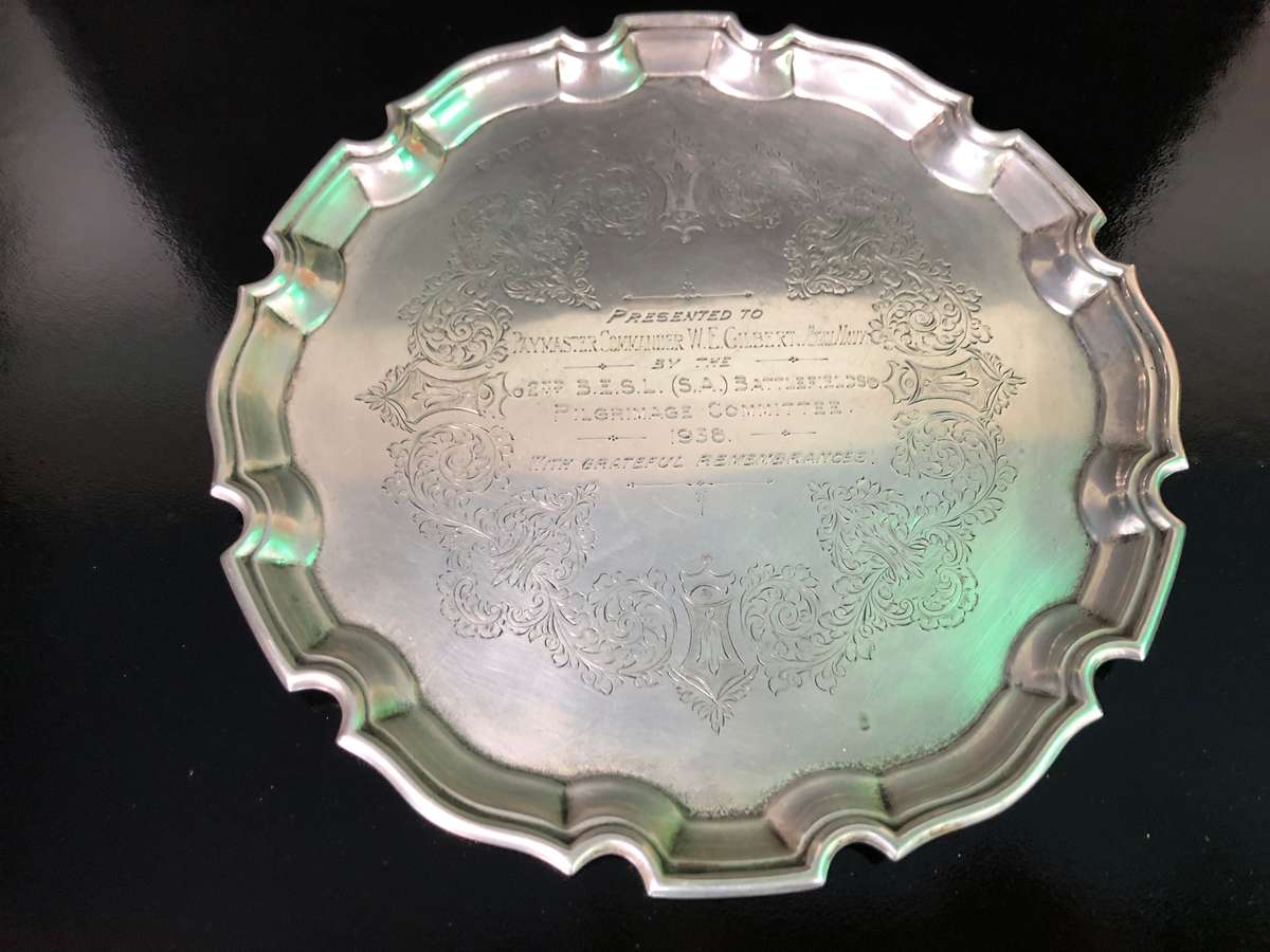 STERLING SILVER COMMEMORATIVE CARD TRAY BY CHARLES GREEN & Co DATED 1937 - 254g