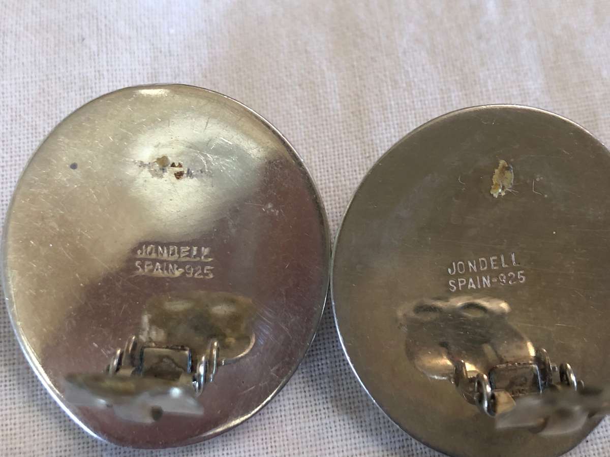 JONDELL  OF SPAIN CLASSIC DESIGN VINTAGE 925 STERLING SILVER CLIP ON EARRINGS - 16.7g