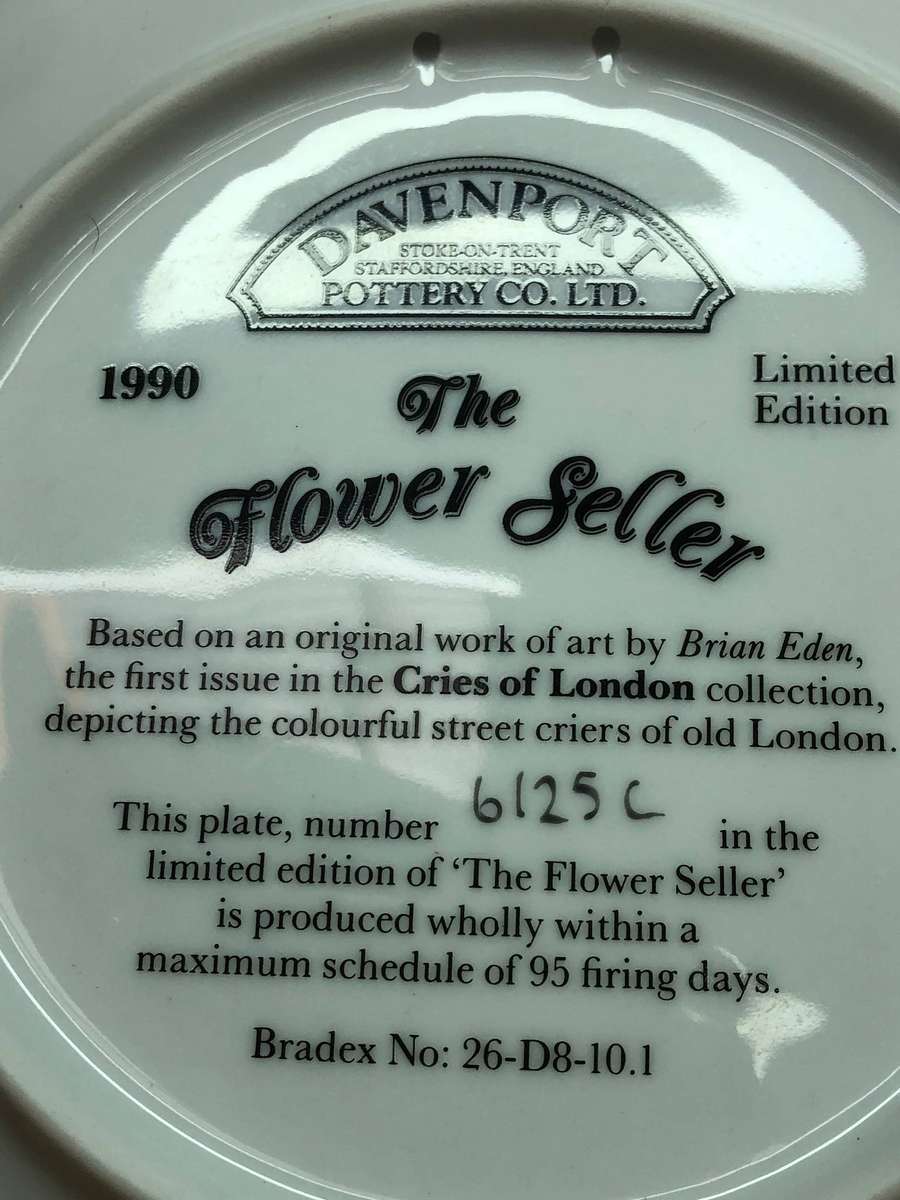 Davenport Pottery "The Flower Seller" Display Plate No 6152C - Cries of London series