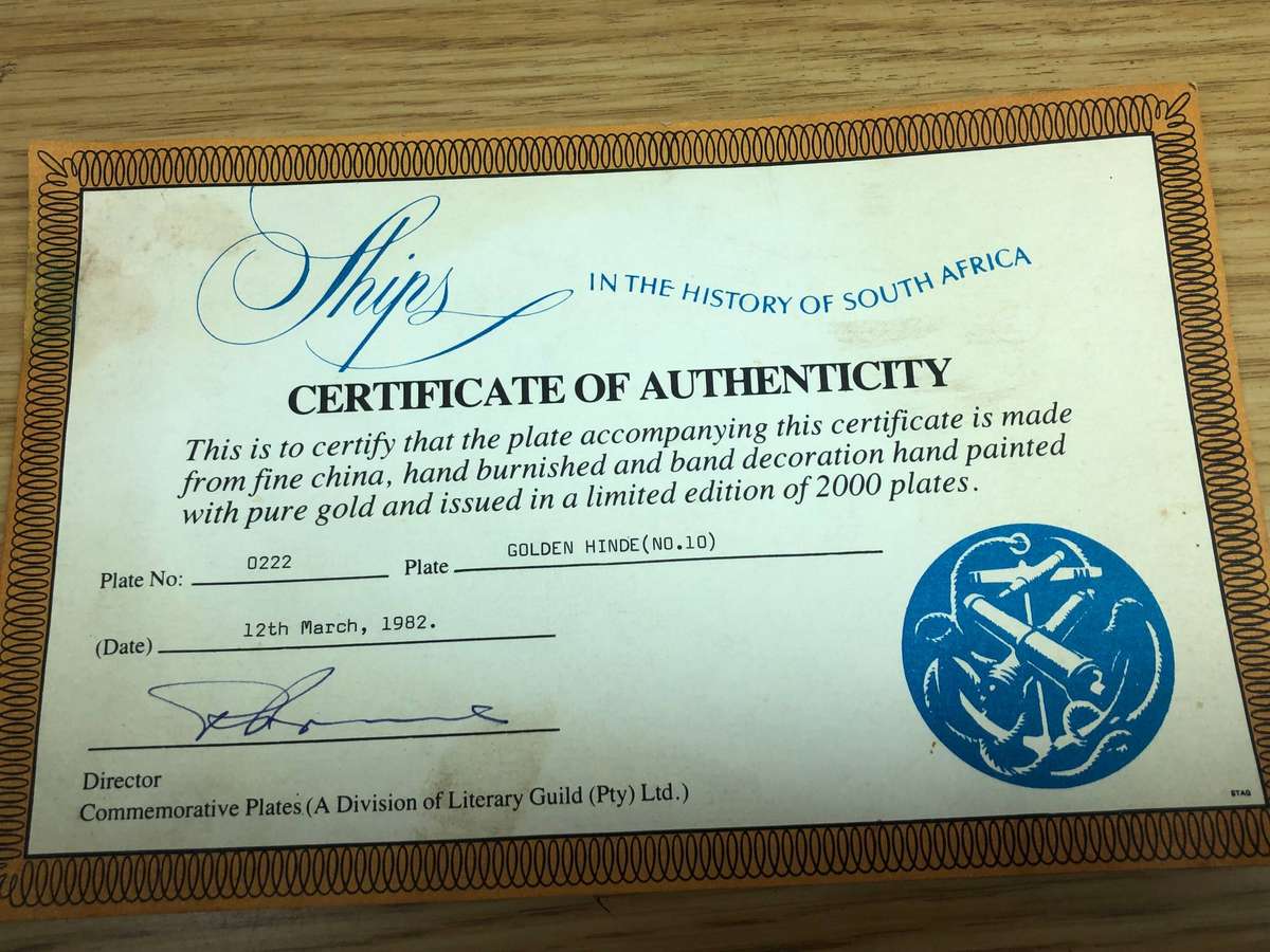 Limited edition No 222/2000 Ships of South Africa series c1982 with certificate