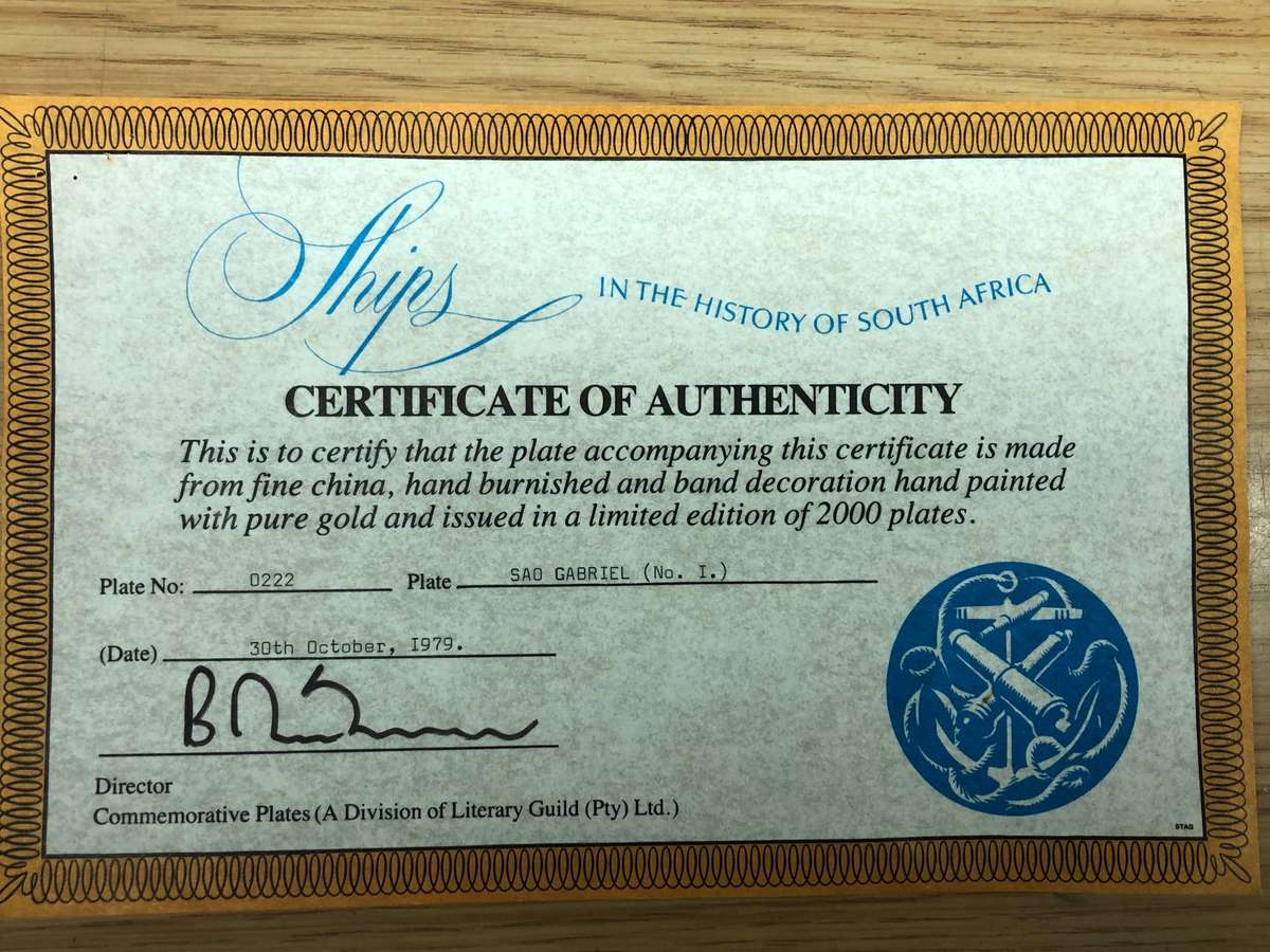 Limited edition No 222/2000 Ships of South Africa series c1979 with certificate