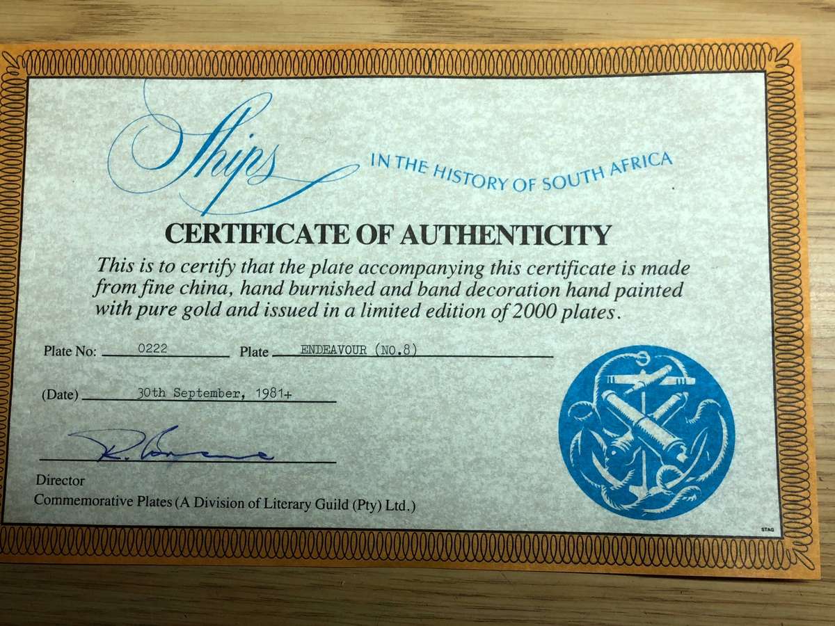 Limited edition No 222/2000 Ships of South Africa series c1981 with certificate