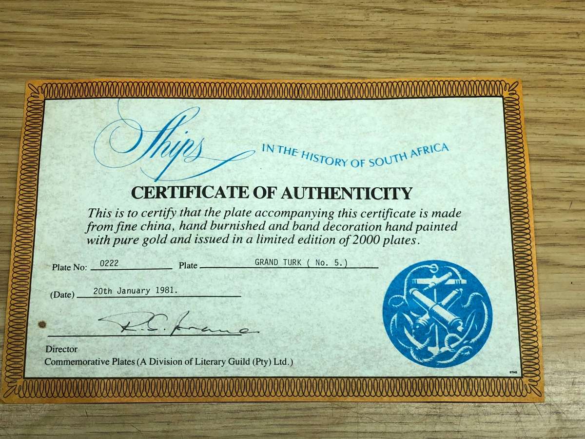 Limited edition No 222/2000 Ships of South Africa series c1981 with certificate