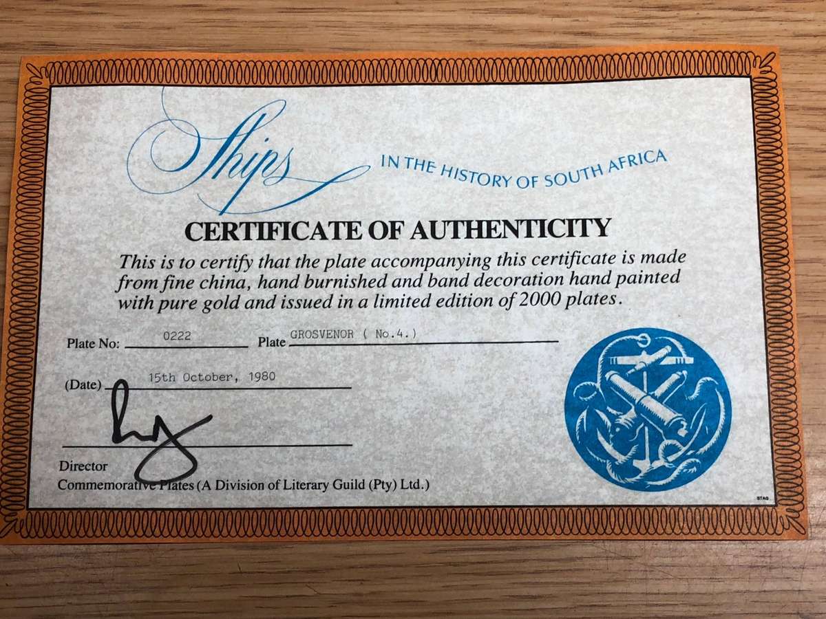 Limited edition No 222/2000 Ships of South Africa series c1980 with certificate