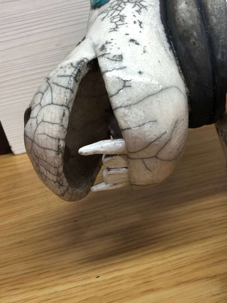 WOW !!! HUGE RAKU POTTERY HIPPO IN IMMACULATE CONDITION