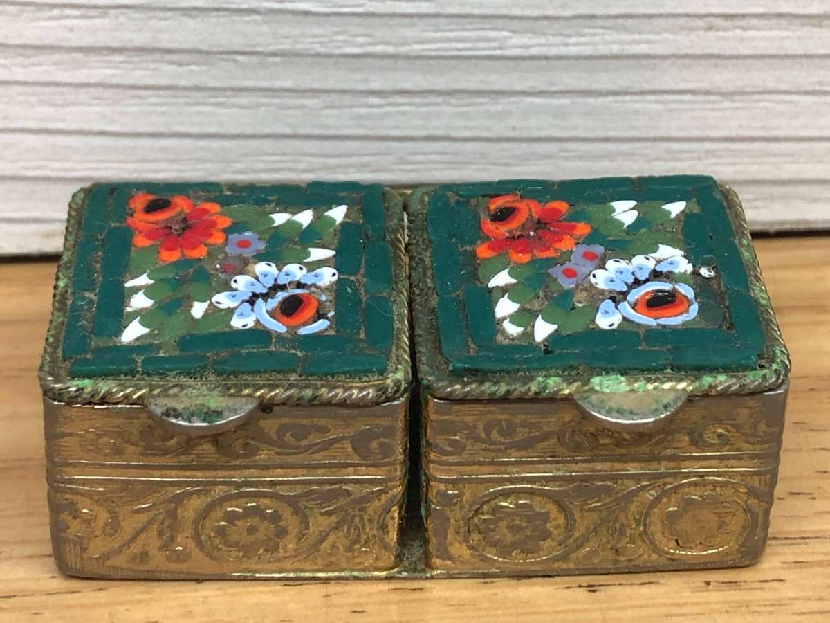 Selection of vintage pill boxes - Millefiori , enamel , coloured glass , various finishes