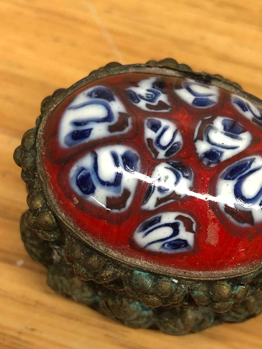 Selection of vintage pill boxes - Millefiori , enamel , coloured glass , various finishes