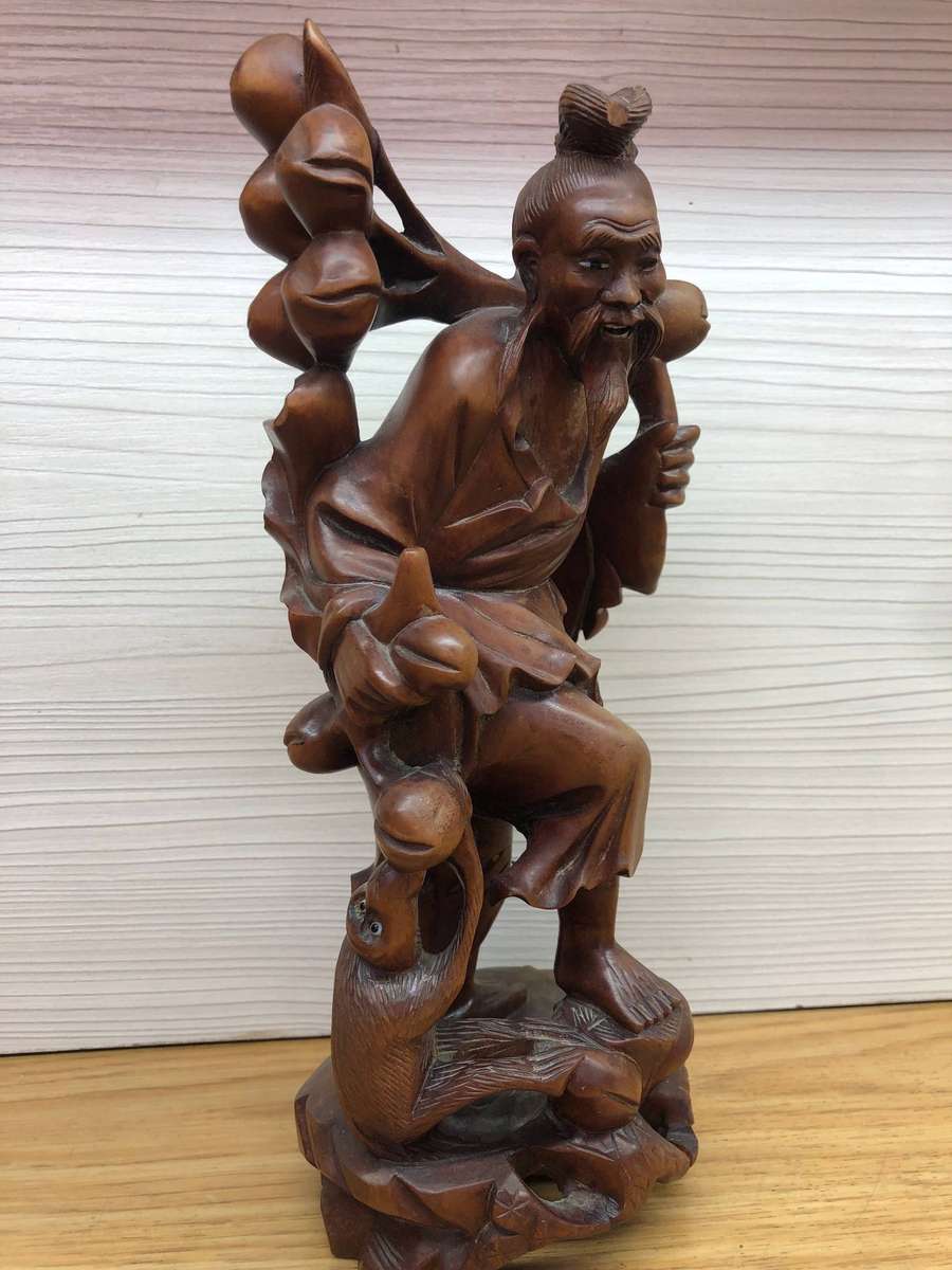 Numbered 1009 LTD edition carved Chinese rosewood figure of an immortal wise man c19th C