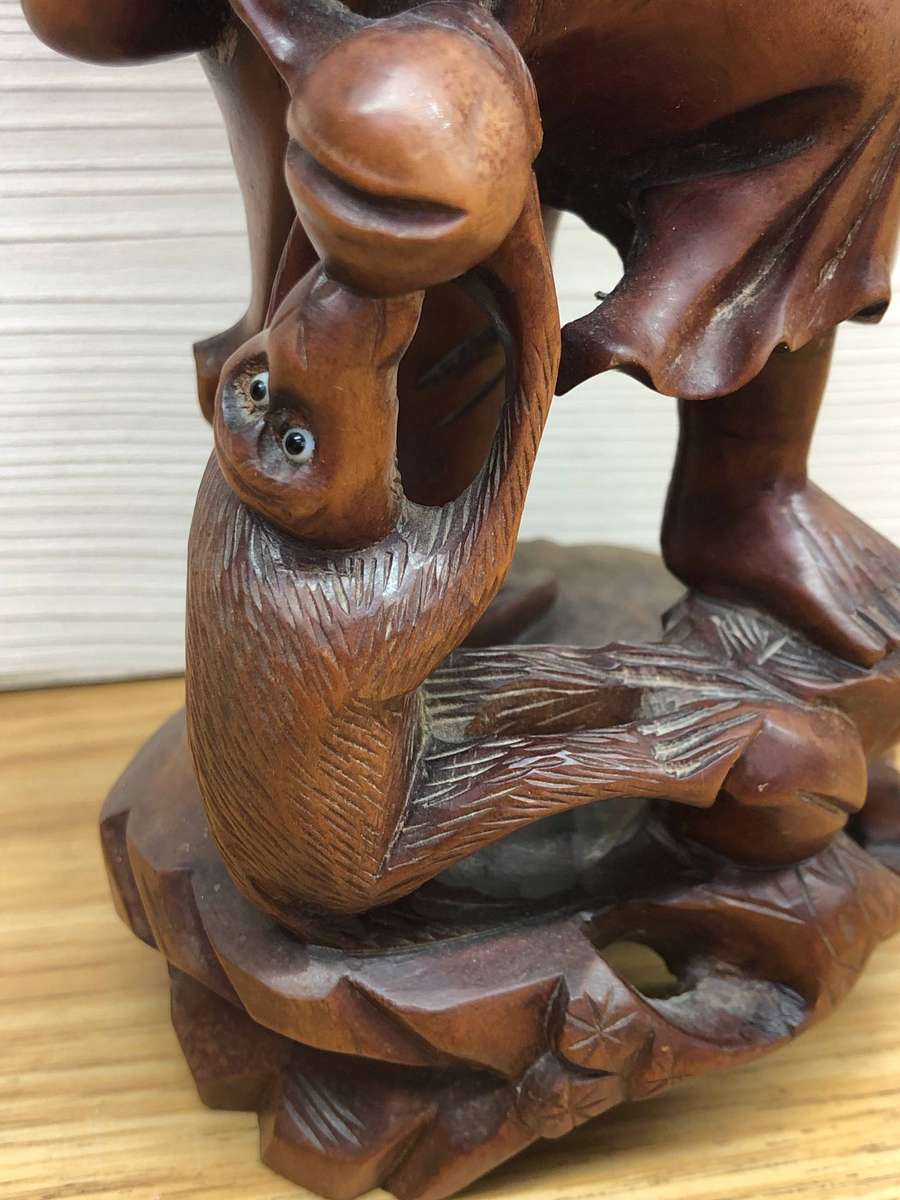 Numbered 1009 LTD edition carved Chinese rosewood figure of an immortal wise man c19th C