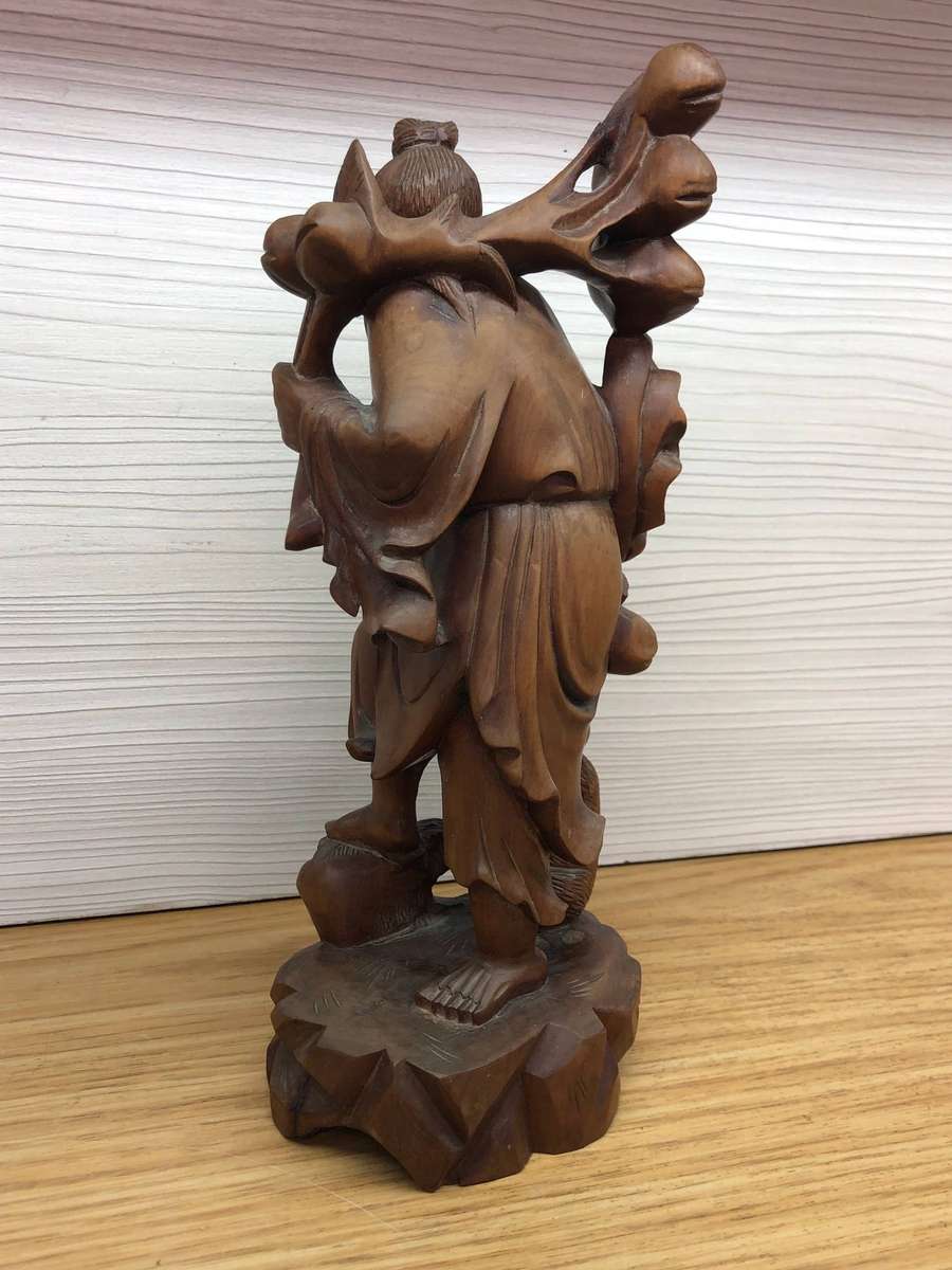 Numbered 1009 LTD edition carved Chinese rosewood figure of an immortal wise man c19th C