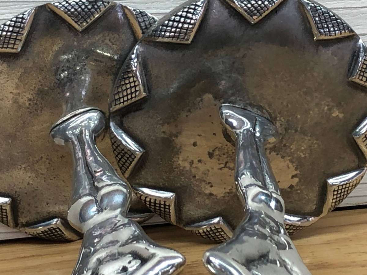 CARROL BOYES (1954 - 2019) ORIGINAL MAN & WOMAN PATTERN CANDLE STICKS - FUNCTIONAL ART !!!