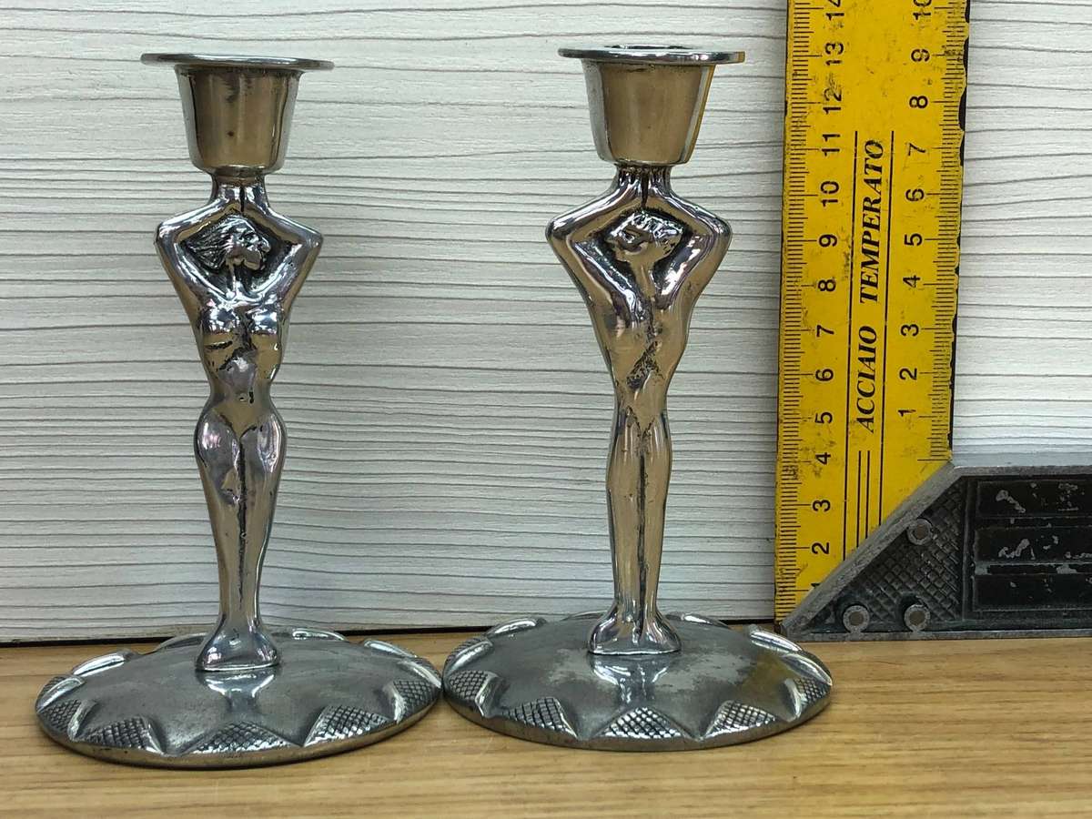 CARROL BOYES (1954 - 2019) ORIGINAL MAN & WOMAN PATTERN CANDLE STICKS - FUNCTIONAL ART !!!