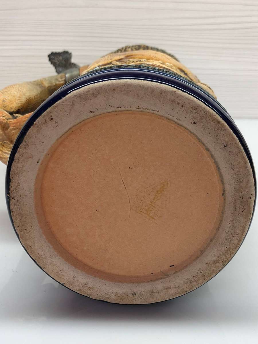 WOW !!! Stunning large Gerz West German hunting scene lidded beer stein