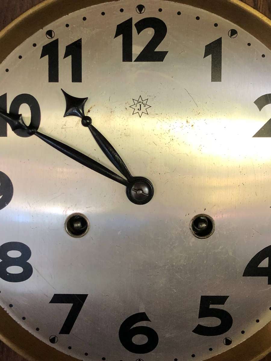 19th C Junghans old oak cased chiming wall clock - full working order with the key - circa 1890