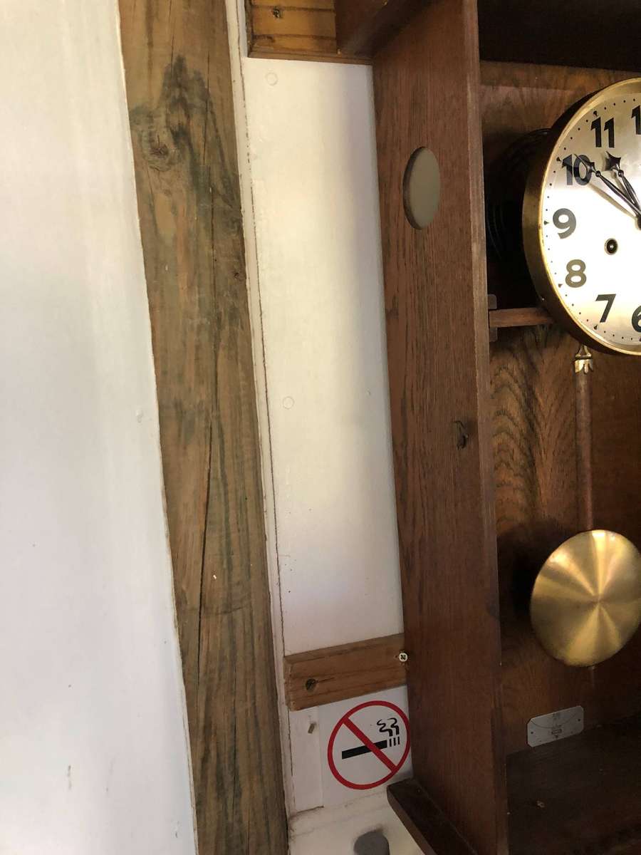 19th C Junghans old oak cased chiming wall clock - full working order with the key - circa 1890