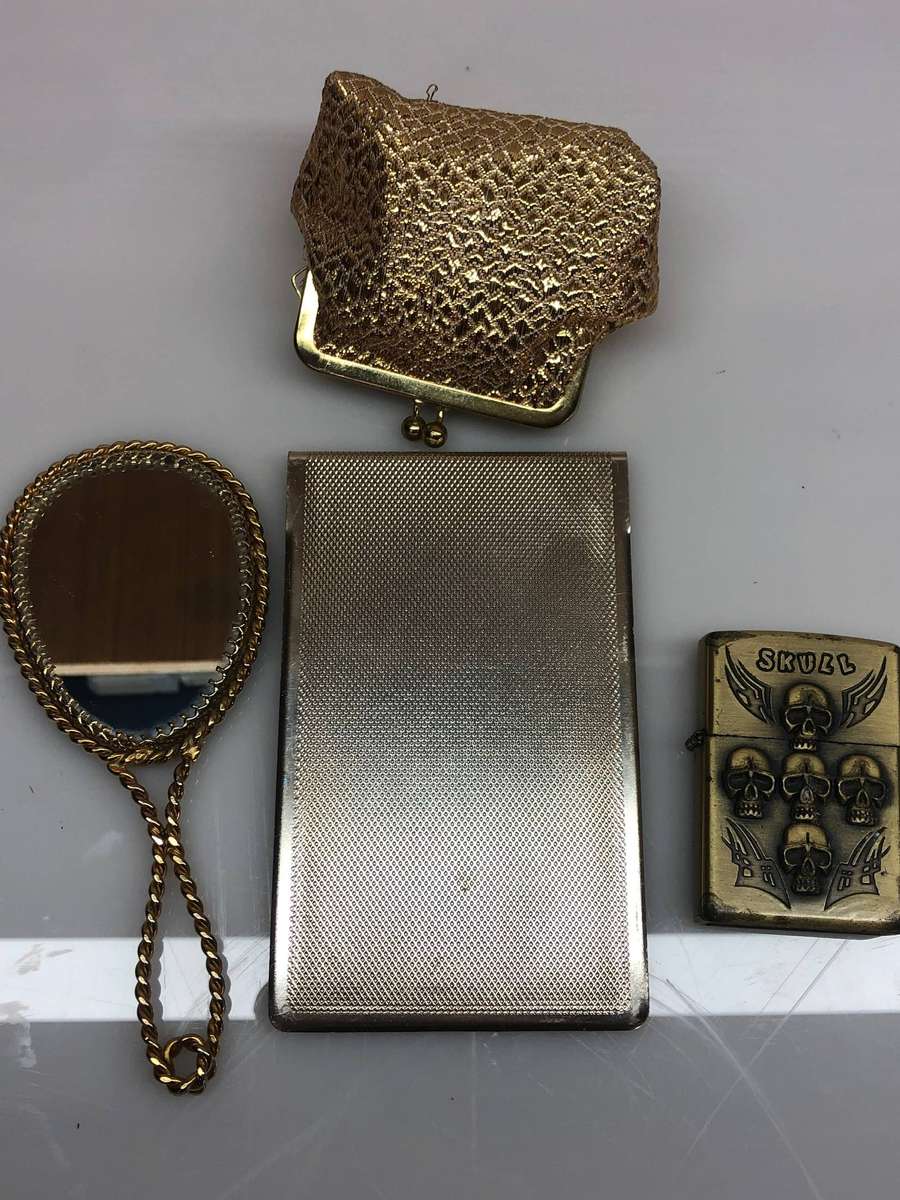 Interesting lot of item , small hand mirror , note pad and a coin purse