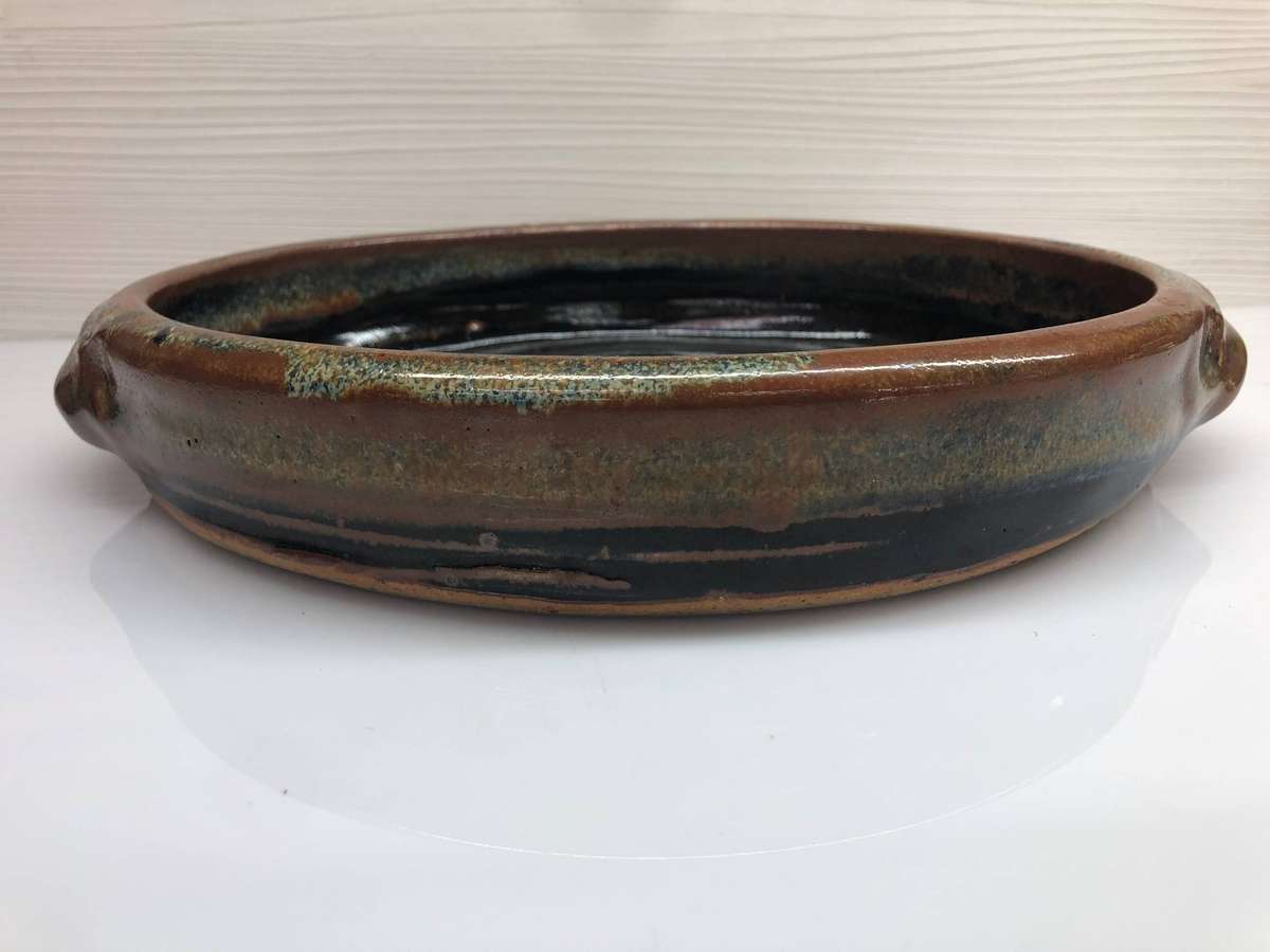 Steve Shapiro (SA) studio pottery twin handled oval bowl