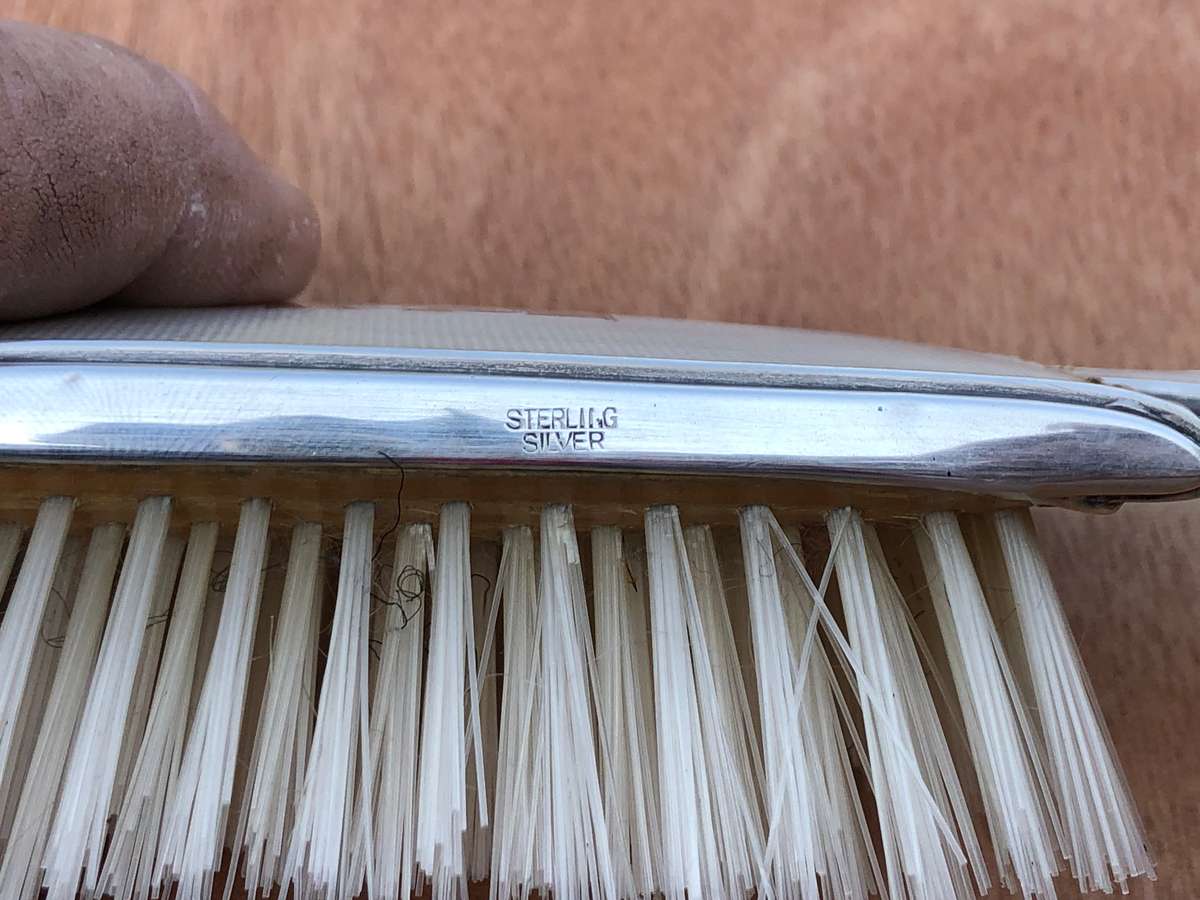 Hallmarked Birmingham sterling silver hair brush by W.I Broadway & Company dated 1961