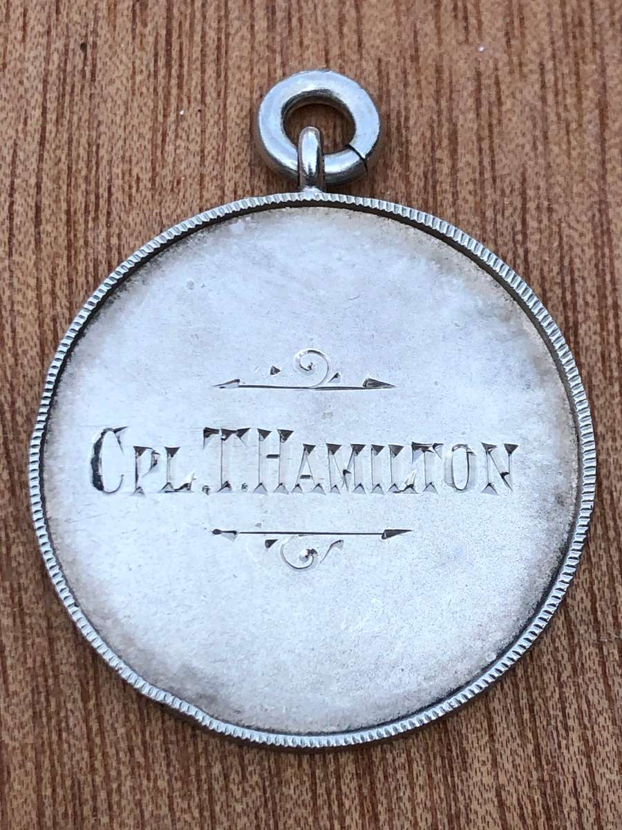 Wit Rifle Shield Sterling Silver medallion issued to Cpl T. Hamilton 1921 - tested positive - 11g