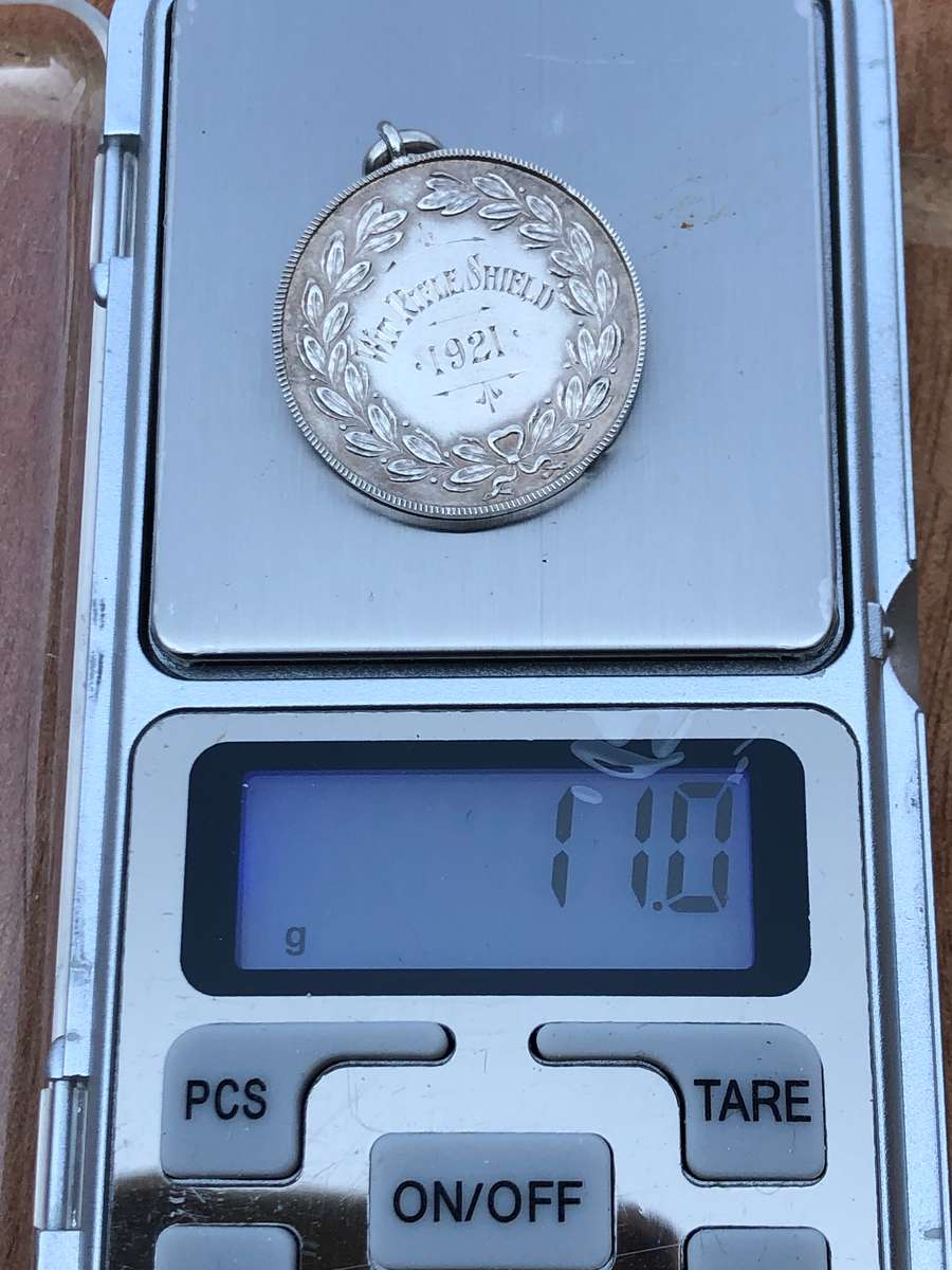 Wit Rifle Shield Sterling Silver medallion issued to Cpl T. Hamilton 1921 - tested positive - 11g
