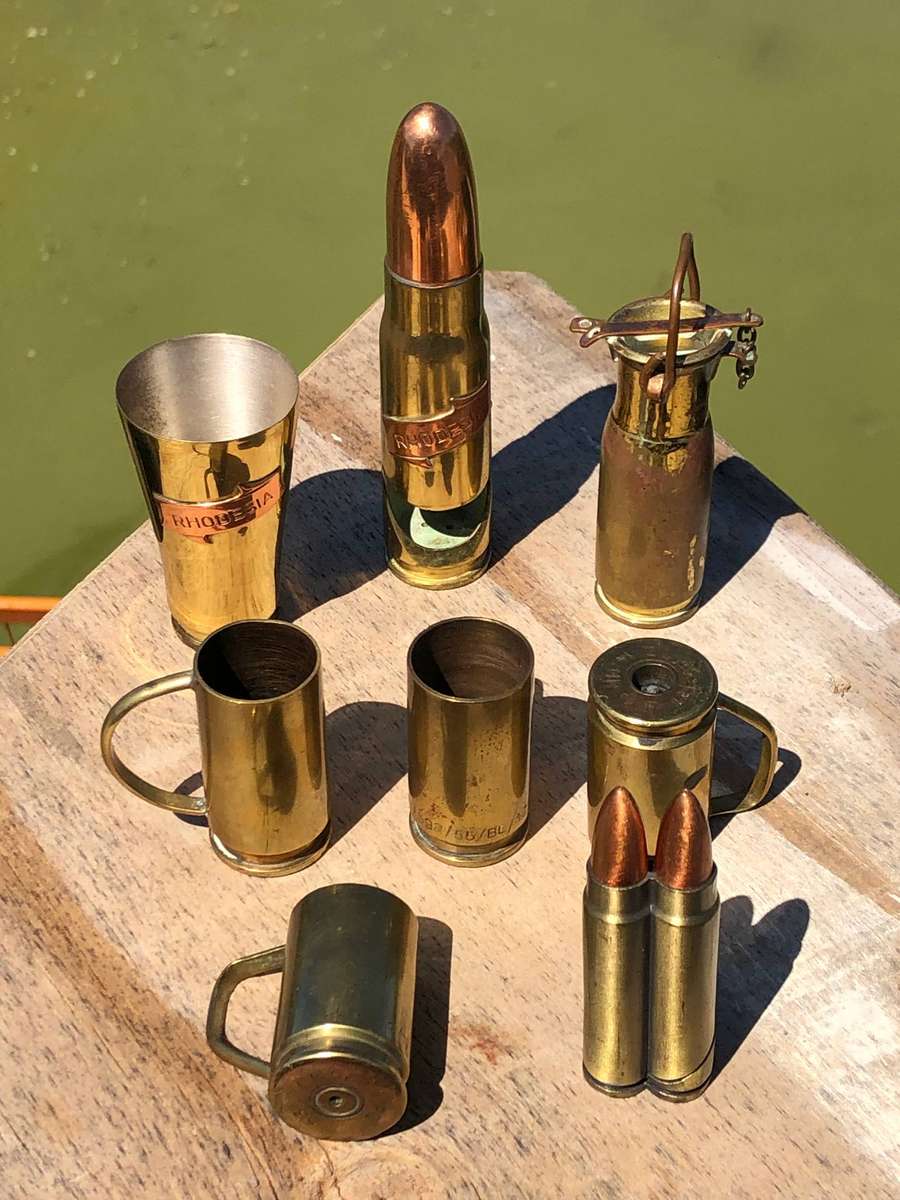Amazing collection of trench art from the Rhodesian Bush War made from shell casings