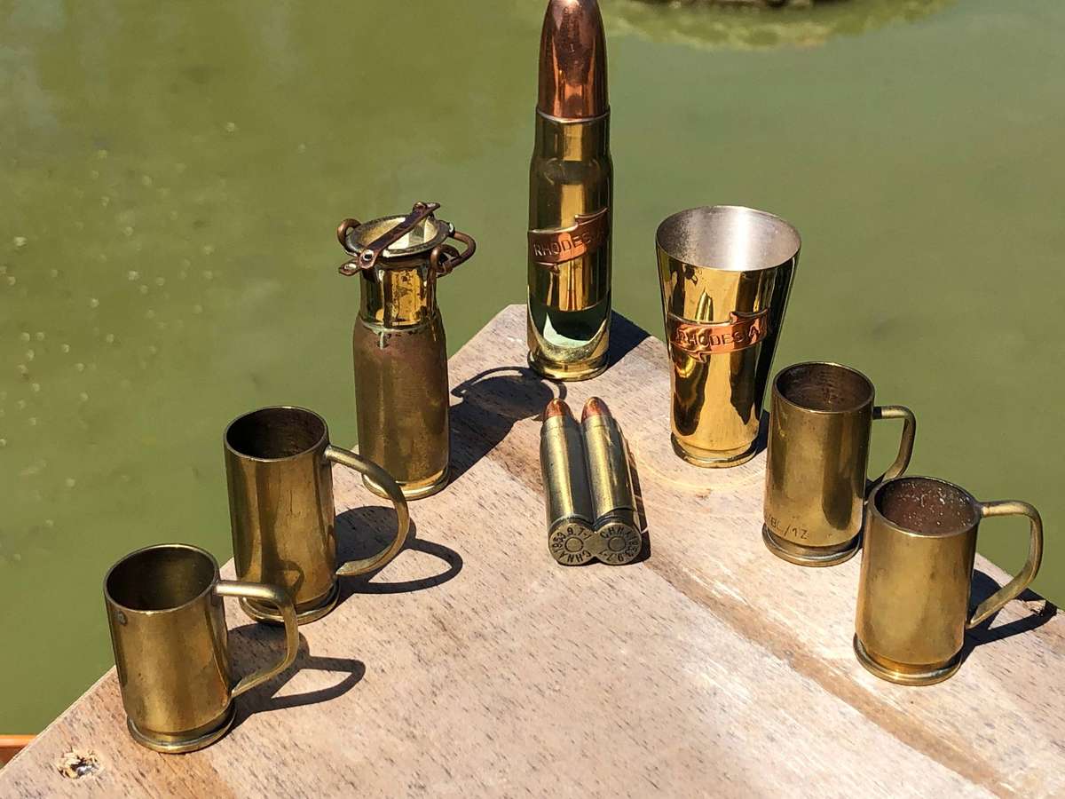 Amazing collection of trench art from the Rhodesian Bush War made from shell casings
