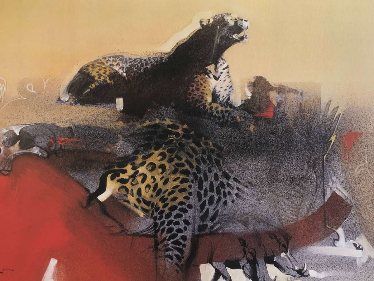 Keith Joubert ( SA 1948 - 2013) Limited signed and numbered print - 293/1250 - Cheetah mom