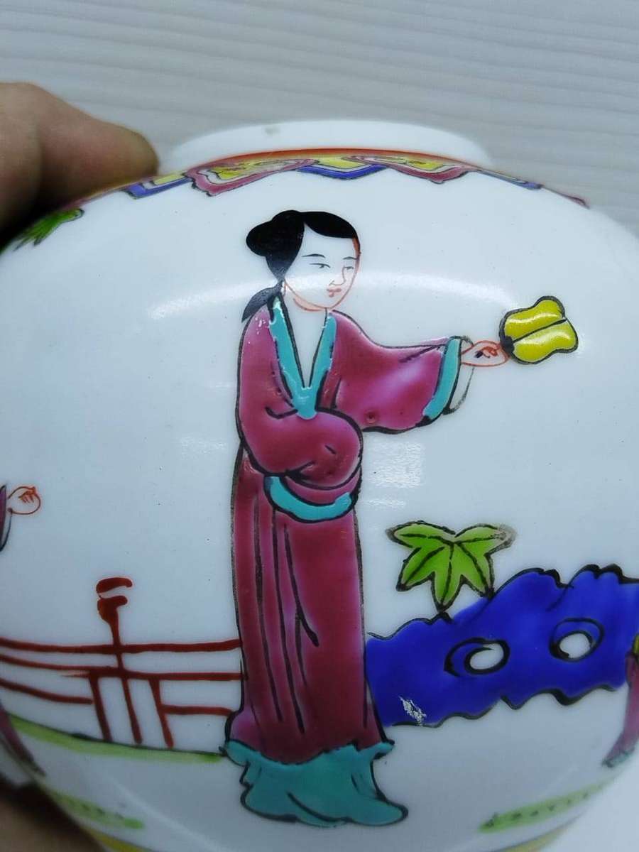 Hand painted Republic period Jiangxi Jingdezhen ginger jar c1950's - NO LID