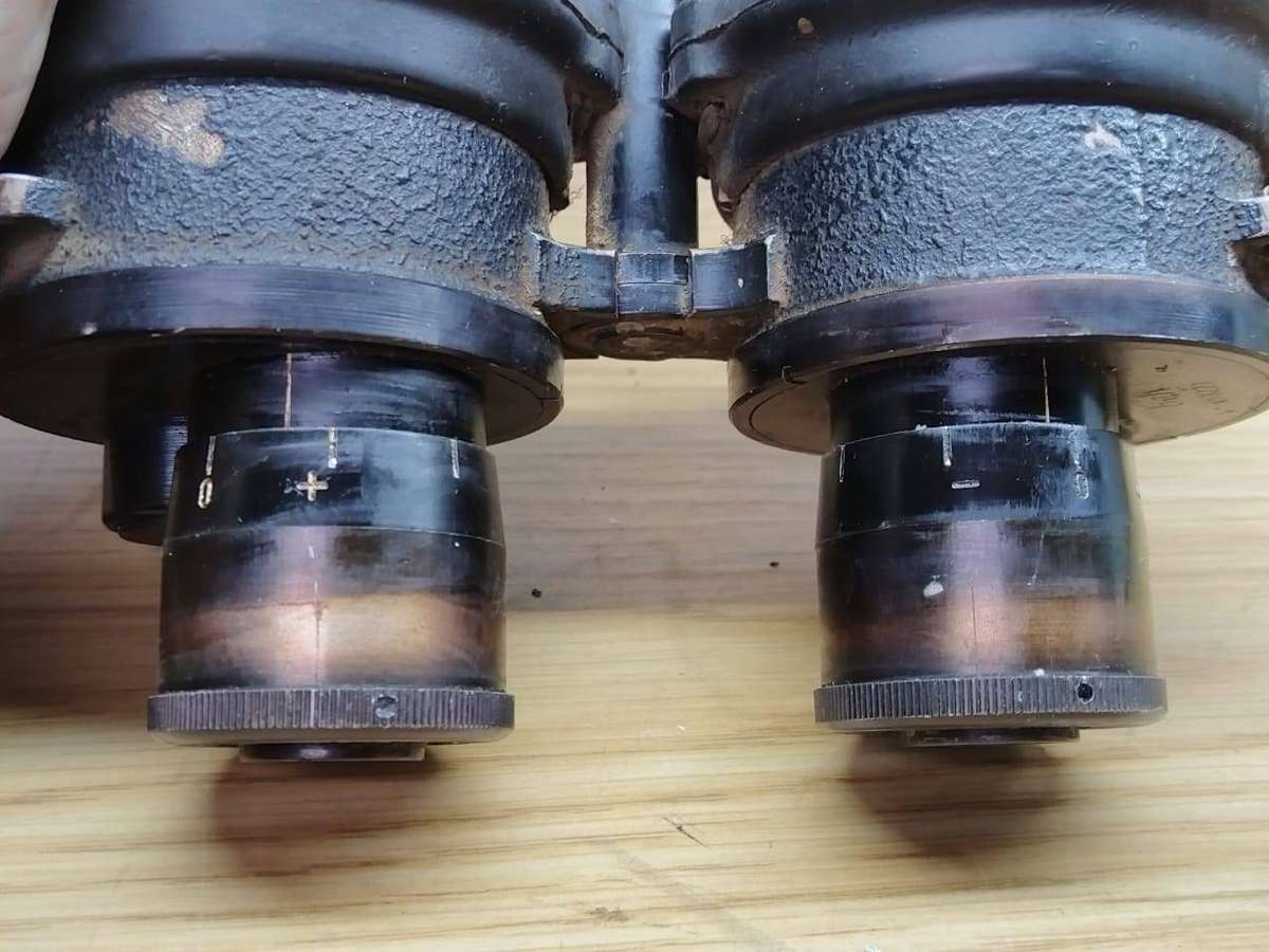WWII German Kriegsmarine 7x50 U-Boat Binoculars  Ernst Leitz (beh)  Matching Serial, Intact Rubber