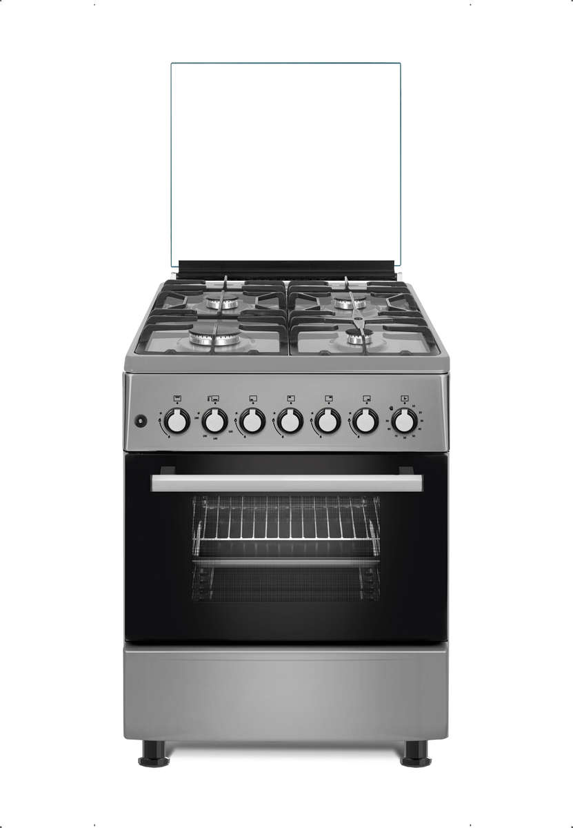 New 60x60 4 Burner Gas Stove, Gas Oven with Gas Grill - Silver/Stainless Steel