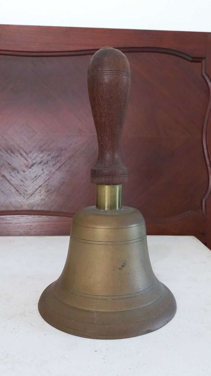 Large brass school bell vintage