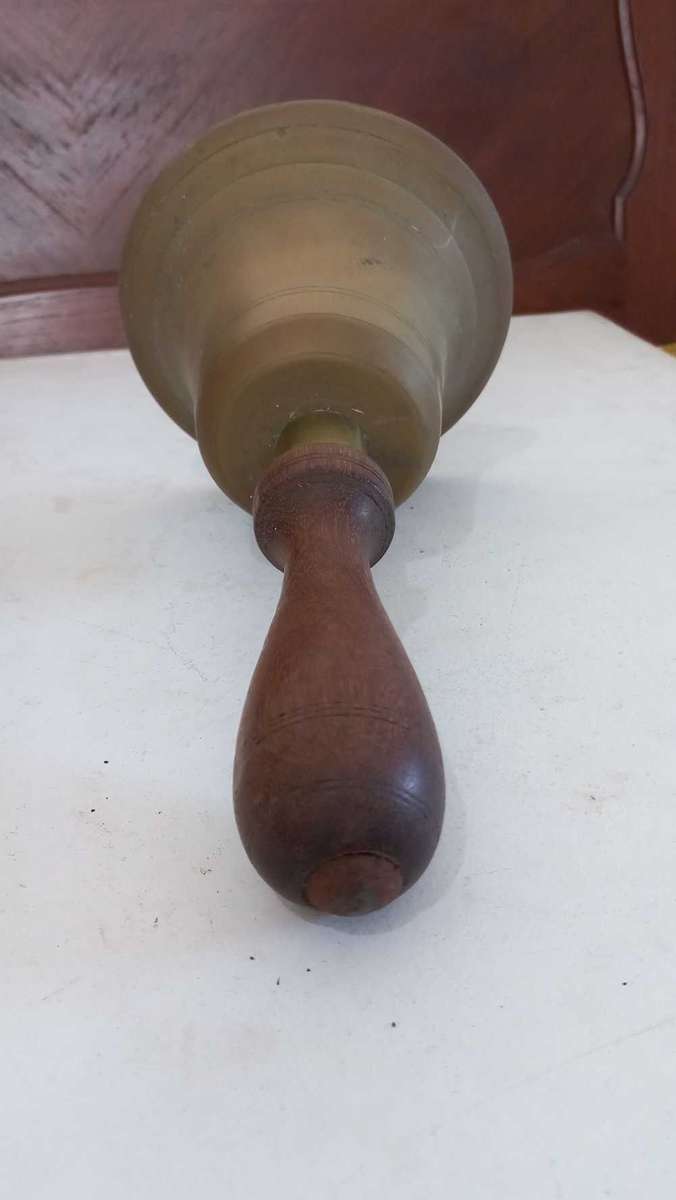 Large brass school bell vintage