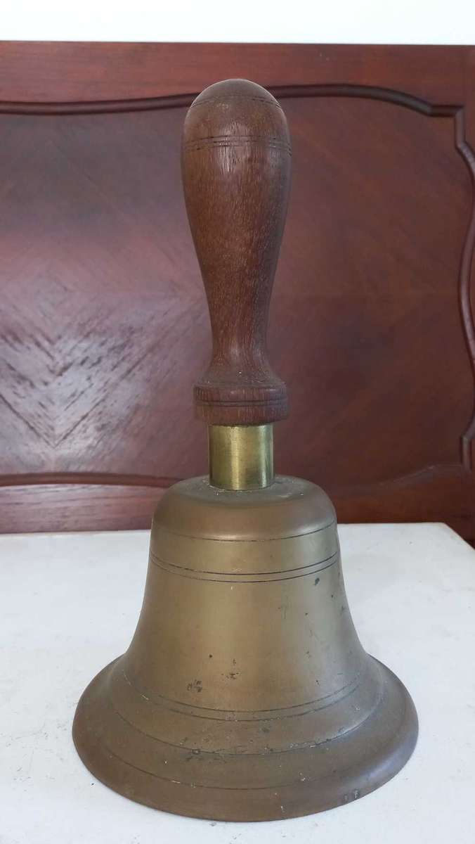 Large brass school bell vintage