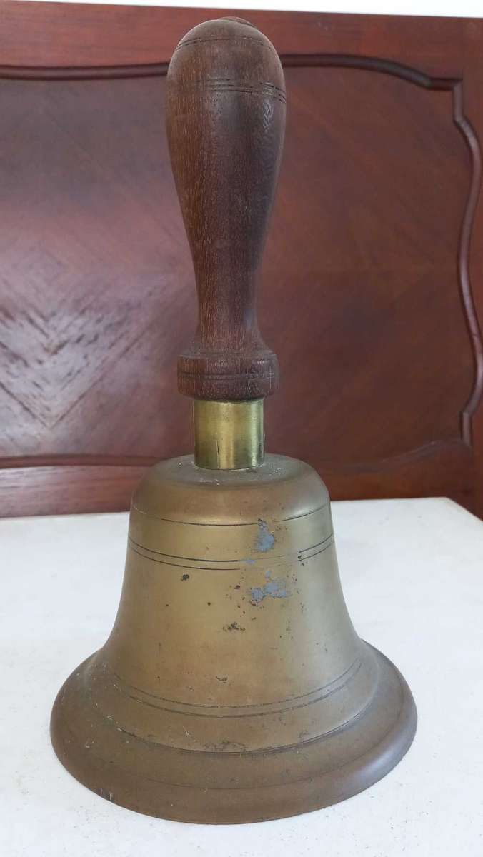 Large brass school bell vintage