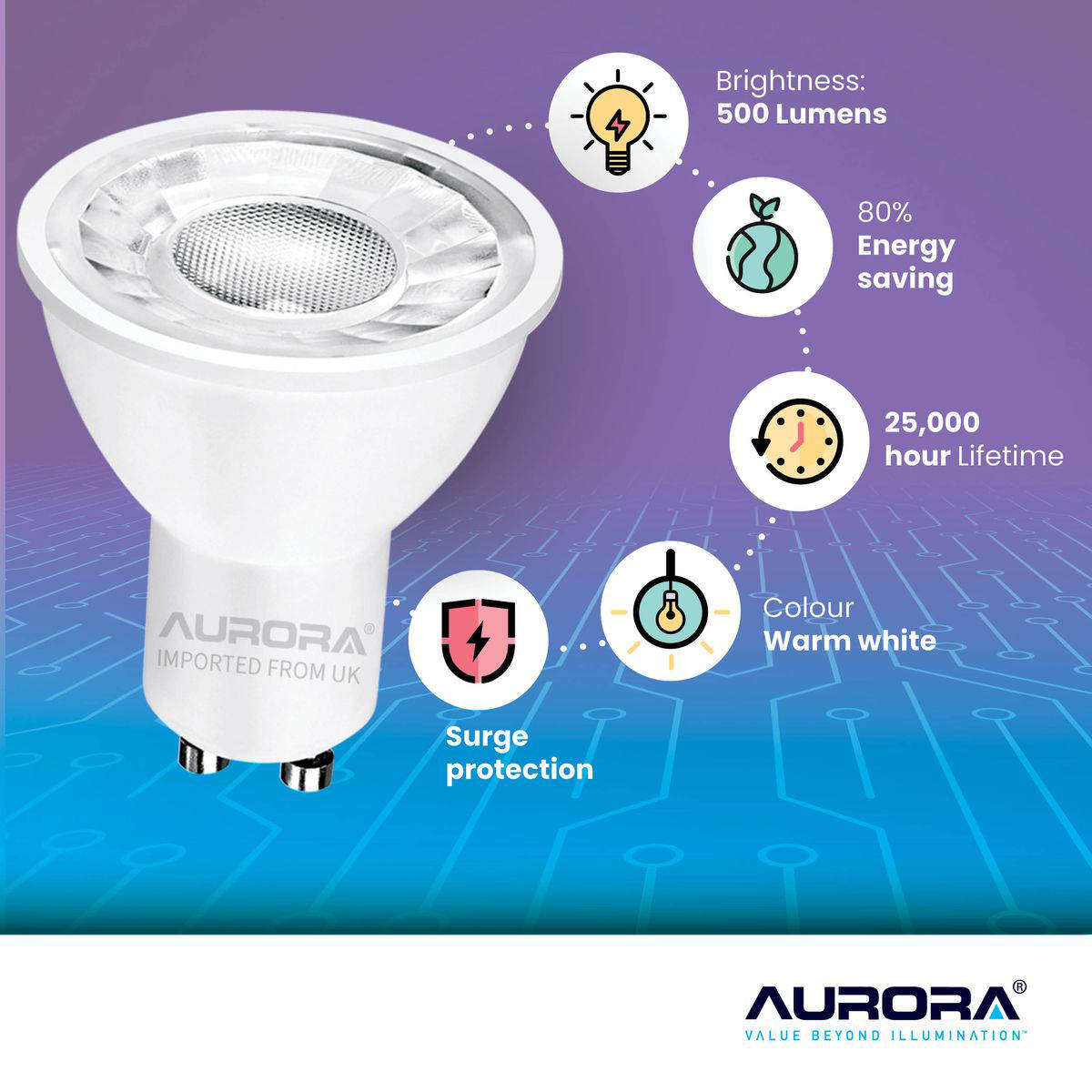 Aurora Enlite EN-DGU005 5W GU10 LED Dimmable CW/WW  Lamp