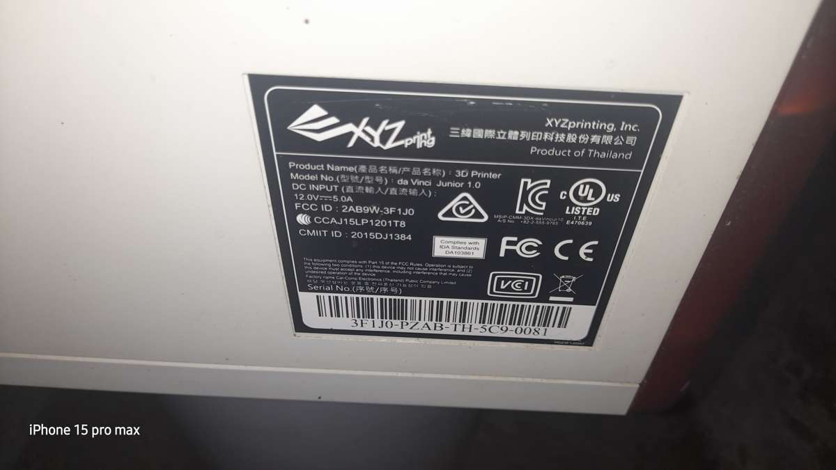 Xyz 3D Printer Da Vinci Jr