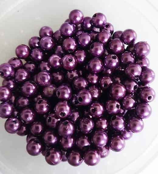 Acrylic Beads, Round, Pearl, Purple, 6mm, ±100pc, 10.3gr