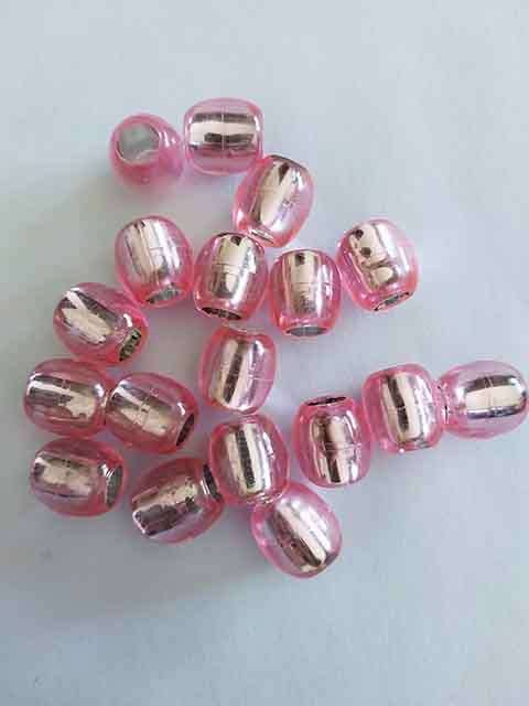 Acrylic Beads, Oval, Pink AB, Large Hole, 12mm, 5pc