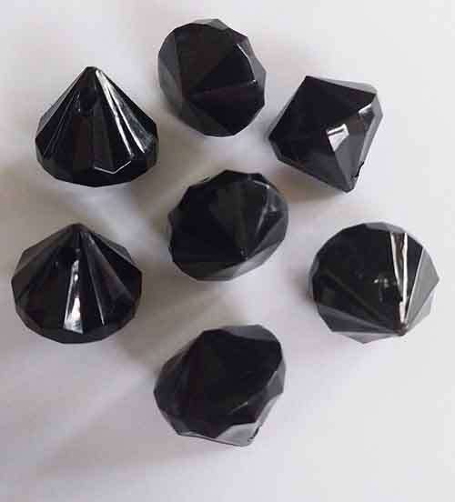 Acrylic, Crystal Beads Teardrop, Round, Black, 22mm, 4pc