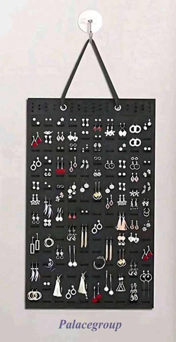 Jewellery / Earring Display Organizer, Black, Filt, Size 35cm x 57cm, 10 x 15 Rows