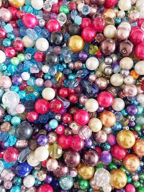 Glass Beads, Mixed, Mixed Sizes+Shapes+Colours, 50gr