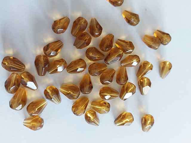 Glass Beads, Teardrop, Brown, 8mm x 6mm, 10pc